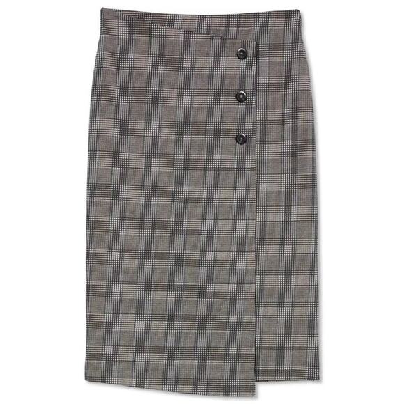 Sanctuary Pencil Skirt Reality Check XL Black White Brown Side Button CareerWear - Picture 10 of 10